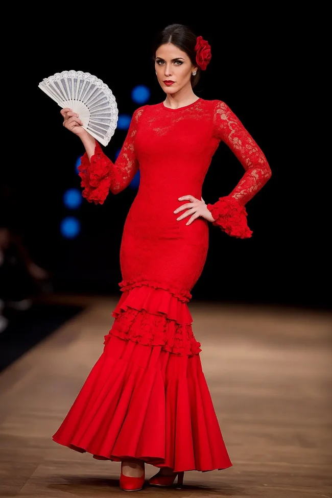 Vestido de Flamenco para Adulta - Estilo Campero con Encaje