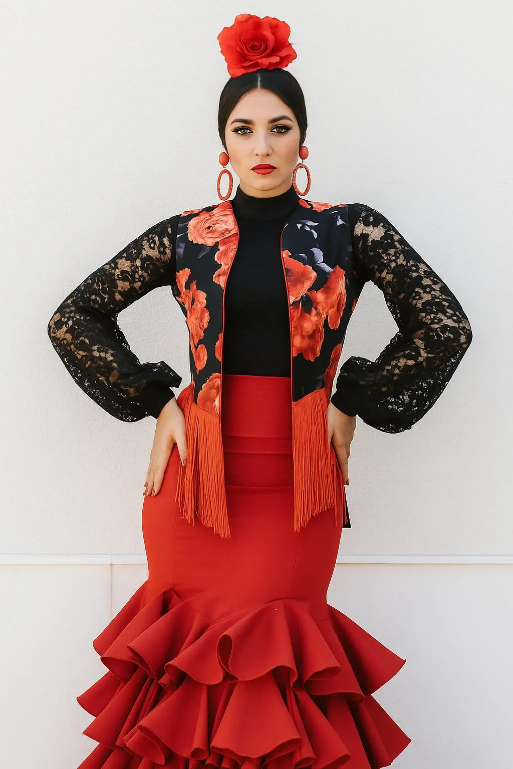 Chaleco Flamenco - Estilo Floral con flecos